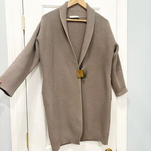 Fabiana Filippi Chunky Knit Cardigan Coat XS Wool Blend Made in Italy Brown